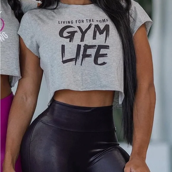 Bombshell Sportswear Gym Life Living for the Pump Crop Top T-shirt Medium - Picture 1 of 7